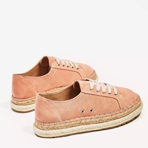 COPY - ZARA Pink Split Suede Bluchers flats - Picture 2 of 3